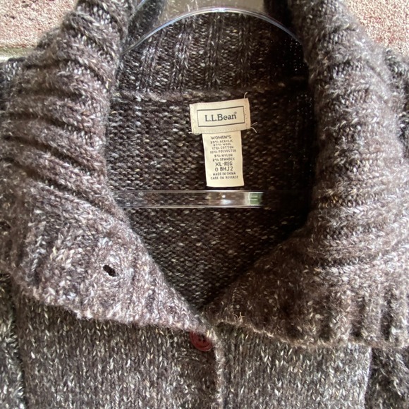 L.L. Bean Wool Blend Brown Button Up Sweater Women's XL - Picture 2 of 7